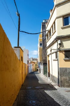 A street with houses in the old town of Galdar on the Canary Island of Gran Canaria in Spain,A street with houses in the old town of Galdar on the Canary Island of Gran Canaria in Spain