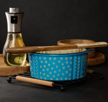 Ceramic dish for baking food on a black table