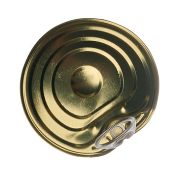 Tin lid from a tin can on an isolated background