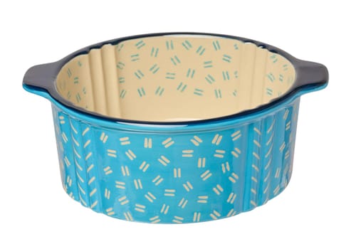 Ceramic dish for baking food on isolated background