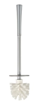 Gray plastic toilet brush on isolated background