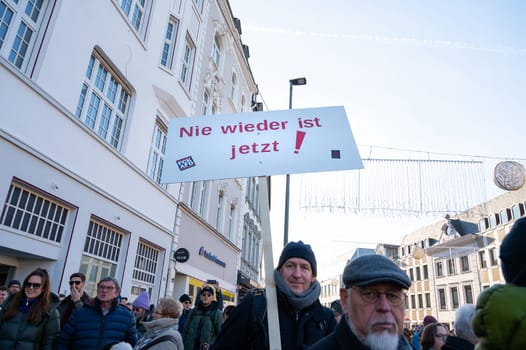 Protest against right wing AFD in Trier, Germany, 28.01.2024, demonstration for human rights, no discrimination and racism, diversity, humanitarian, multiethnic crowd