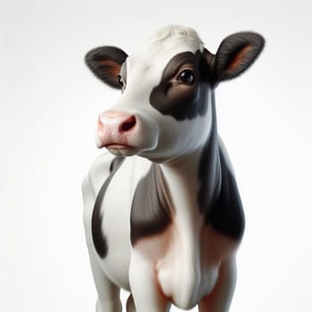 Realistic illustration of a black and white cow isolated on a white background