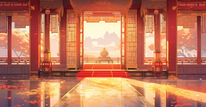 anime style background chinese asia japan china architecture, ai