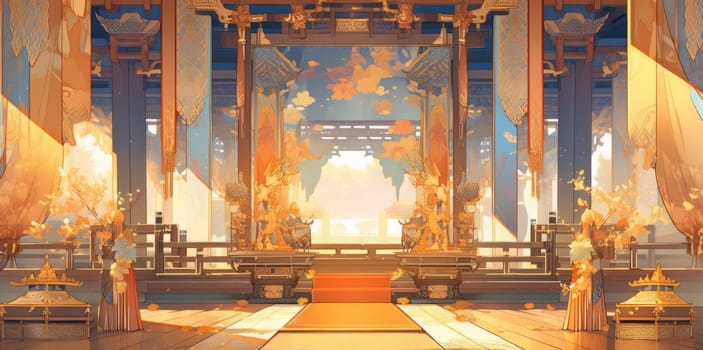 anime style background chinese asia japan china architecture, ai