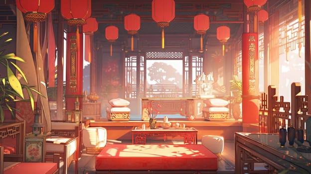 anime style background chinese asia japan china architecture, ai