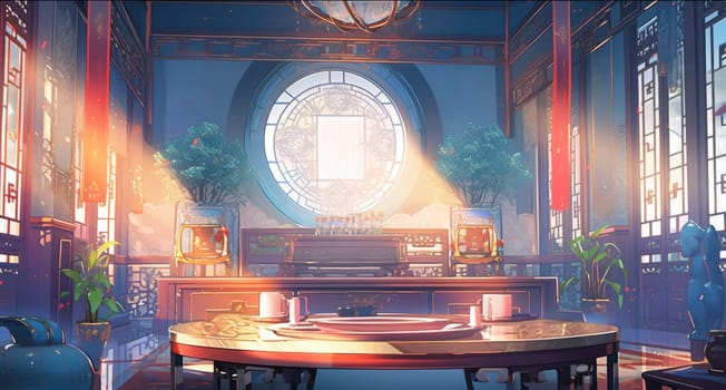 anime style background chinese asia japan china architecture, ai
