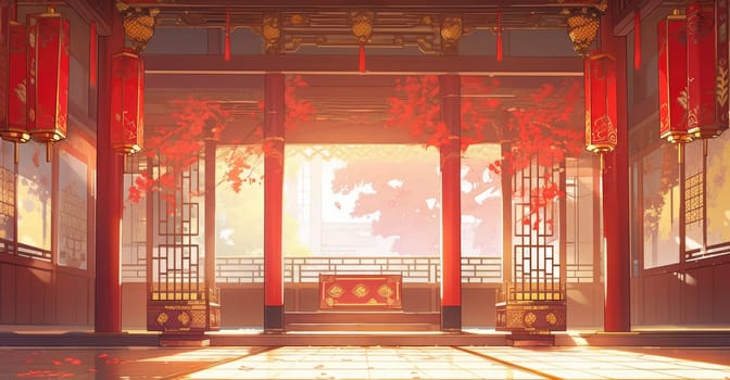 anime style background chinese asia japan china architecture, ai