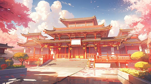 anime style background chinese asia japan china architecture, ai