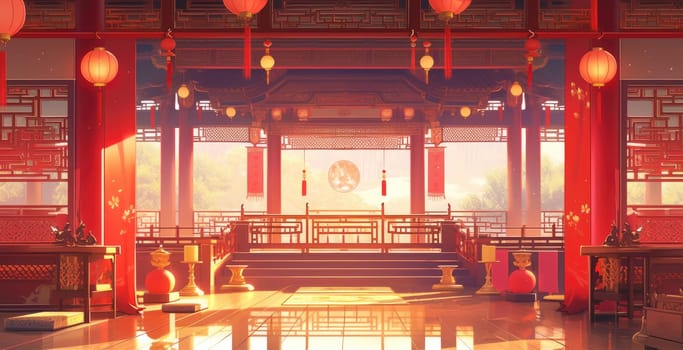 anime style background chinese asia japan china architecture, ai