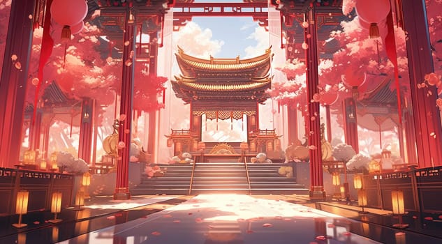 anime style background chinese asia japan china architecture, ai