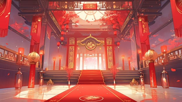anime style background chinese asia japan china architecture, ai
