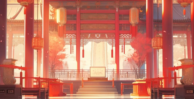 anime style background chinese asia japan china architecture, ai