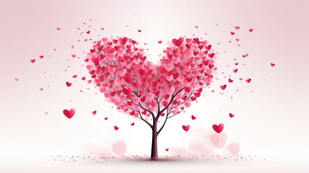 valentine's day concept art heart and love tree, ai