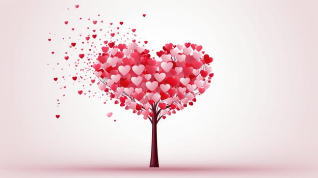 valentine's day concept art heart and love tree, ai