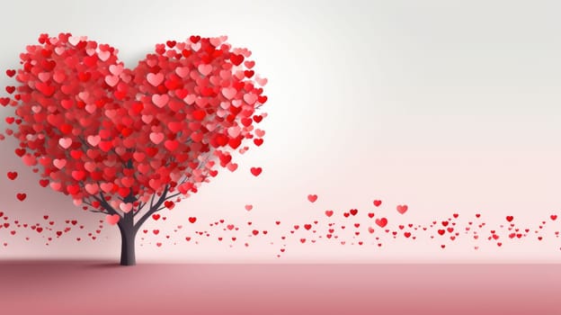 valentine's day concept art heart and love tree, ai