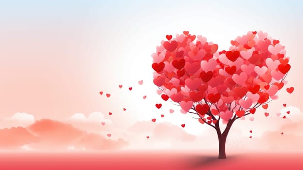 valentine's day concept art heart and love tree, ai