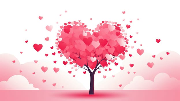valentine's day concept art heart and love tree, ai