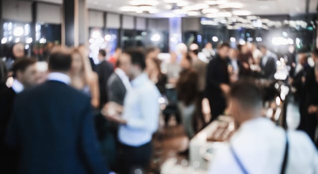 Blurred image of businesspeople at banquet business meeting event. Business and entrepreneurship events concept.