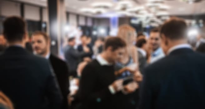 Blurred image of businesspeople at banquet event business meeting event. Business and entrepreneurship events concept.