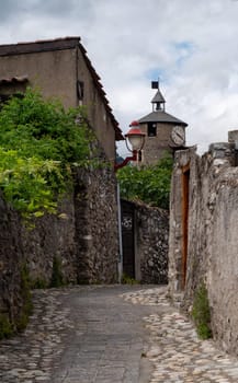 view of pitoresque street of Tarascon sur Ariege, France