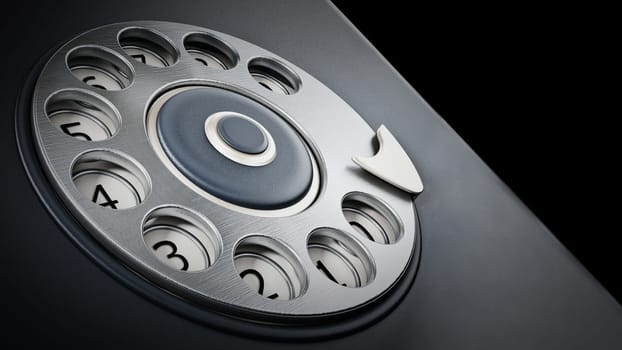 Vintage dial phone detail background. 3D illustration.