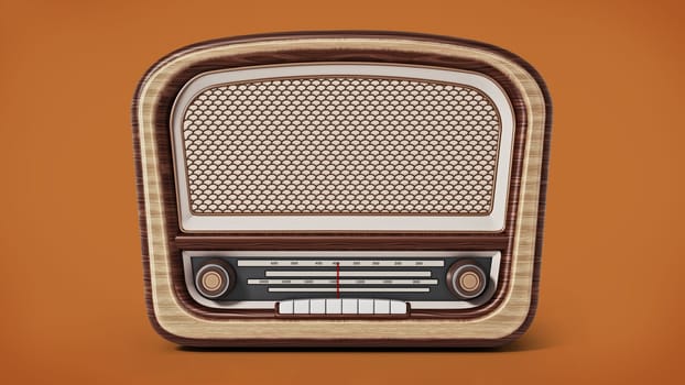 Vintage radio isolated on white background. 3D illustration.