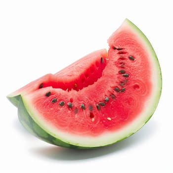 A juicy watermelon cut open with slices ready to eat, isolated on a clean white background