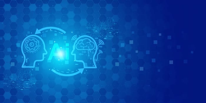 Artificial intelligence Ai self learning improving development problem solving solution tasks of future technology, ai graphics computer chip brain memory power, futuristic blue abstract background.