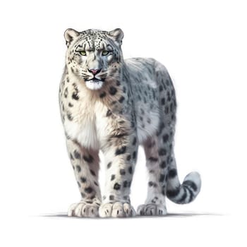 Snow leopard isolated on white AI generated image