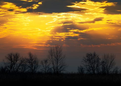 Dramatic clouds at sunset in pannonia Burgenland