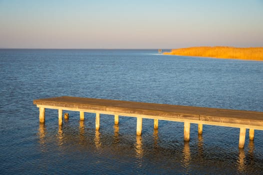 Jetty on lake Neusiedlersee in Burgenland
