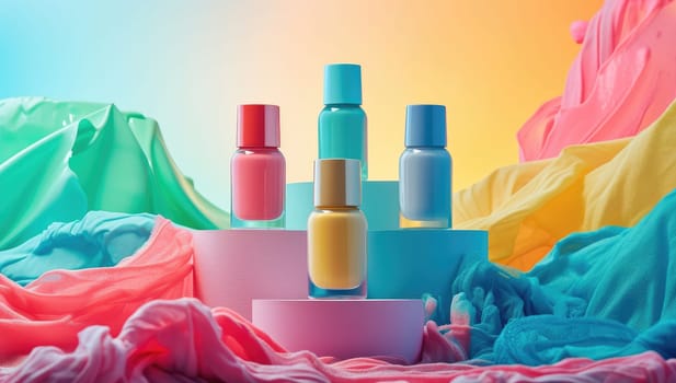 Vibrant Display of Cosmetic Bottles
