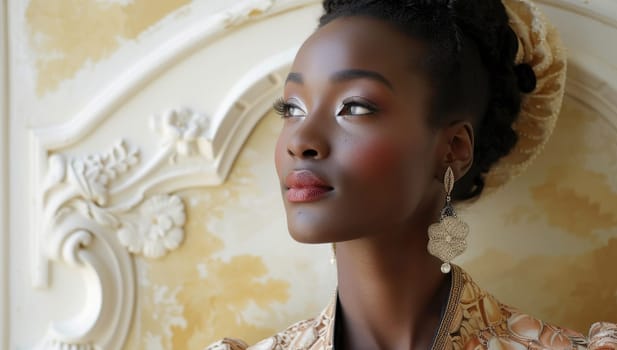 Elegant African American Woman in Vintage Interior