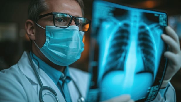 Doctor looking at x-ray image of lungs. Medical concept.