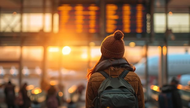 Woman checking flight information at airport