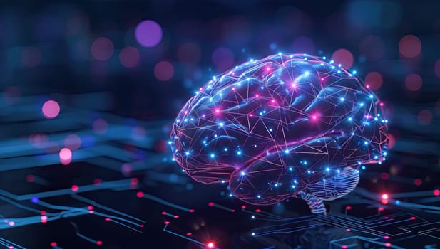 human brain with circuit board background. Artificial intelligence concept.