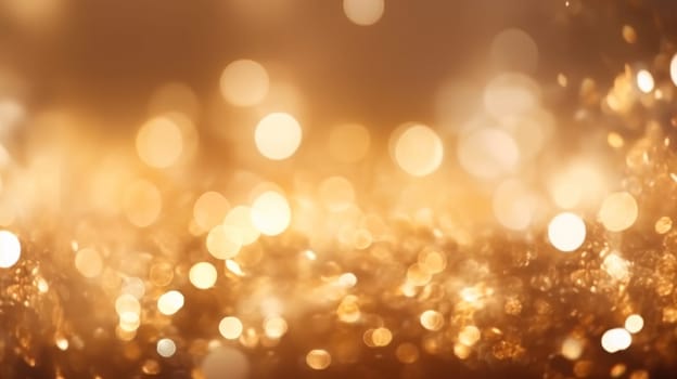 Christmas background with light spots and bokeh . Sparkling Golden Bokeh Light Background