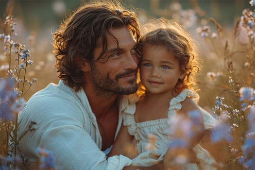 Father's Day.Affectionate father and daughter share a serene moment outdoors.