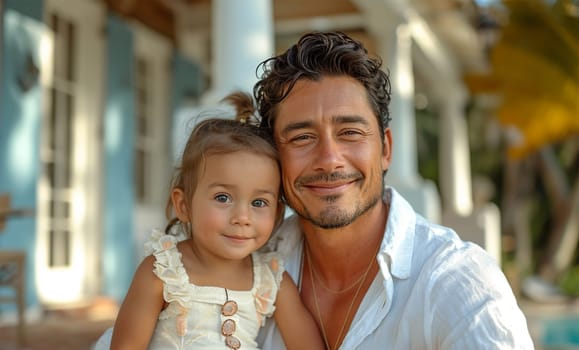 Affectionate father and daughter share a serene moment outdoors.Father's Day