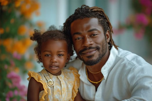 Father's Day.Smiling African American father and young daughter sharing a happy moment together.