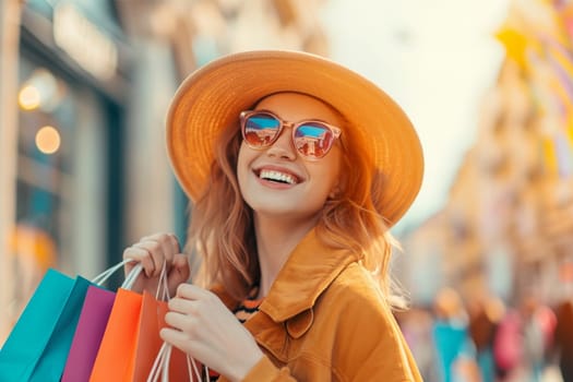 Woman with shopping bags enjoying her day out.