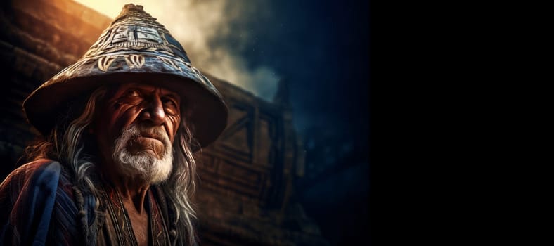 Towering Aztec old man maya pyramid. Indian tourism. Generate AI