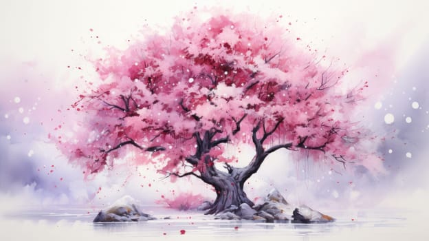 japanese sakura, cherry blossom tree during spring, ai