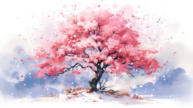 japanese sakura, cherry blossom tree during spring, ai