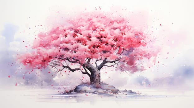japanese sakura, cherry blossom tree during spring, ai