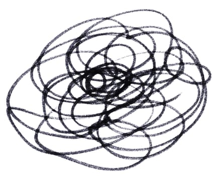 Chaotic lines with black marker, element for designer