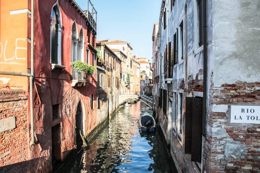 Venice, Italy - May 29, 2016: Venice in Italy, the architecture of the city, Venice is a popular tourist destination of Europe.