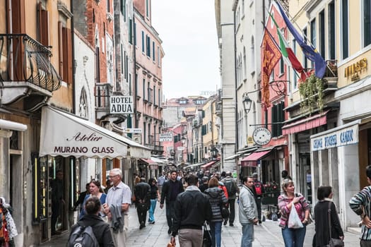 Venice, Italy - May 29, 2016: Venice in Italy, the architecture of the city, Venice is a popular tourist destination of Europe.
