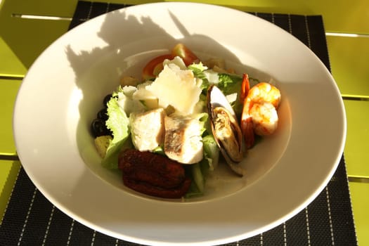 Restaurant menu. Dishes which give at restaurants. Salads, second courses, pizza and other.